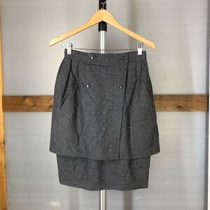 RARE! ANNE MARIE BERETTA Grey Vintage Wool Tiered Pencil Skirt Sz 38 French US 6